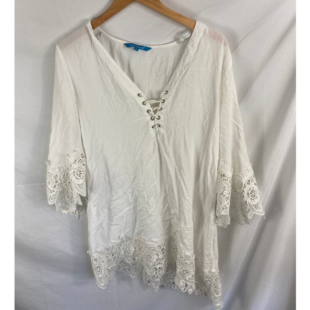 Blue Island Crochet Trim Coverup Dress Size Small